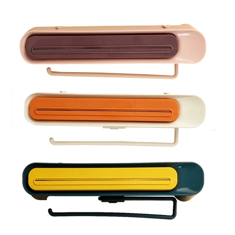 

3in1 Food Wrap Dispenser Foil Cling Sharp Cutter Preservative Film Wrap Storage