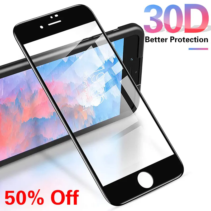 30D полное покрытие Защитное стекло для iPhone 7 SE 2020 закаленное защитное 6 6s 8 Plus