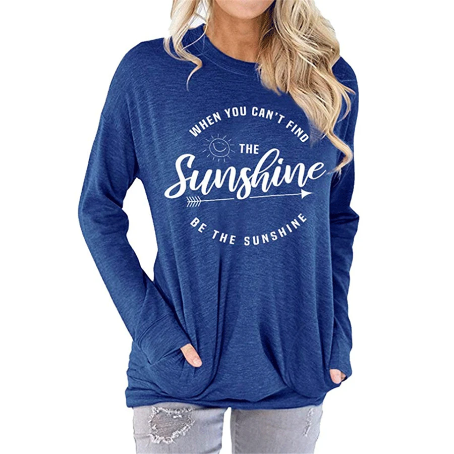 

Autumn/Winter 2020 Women's T-shirt Multi-color monogrammed pocket hoodie round neck long sleeve T-shirt