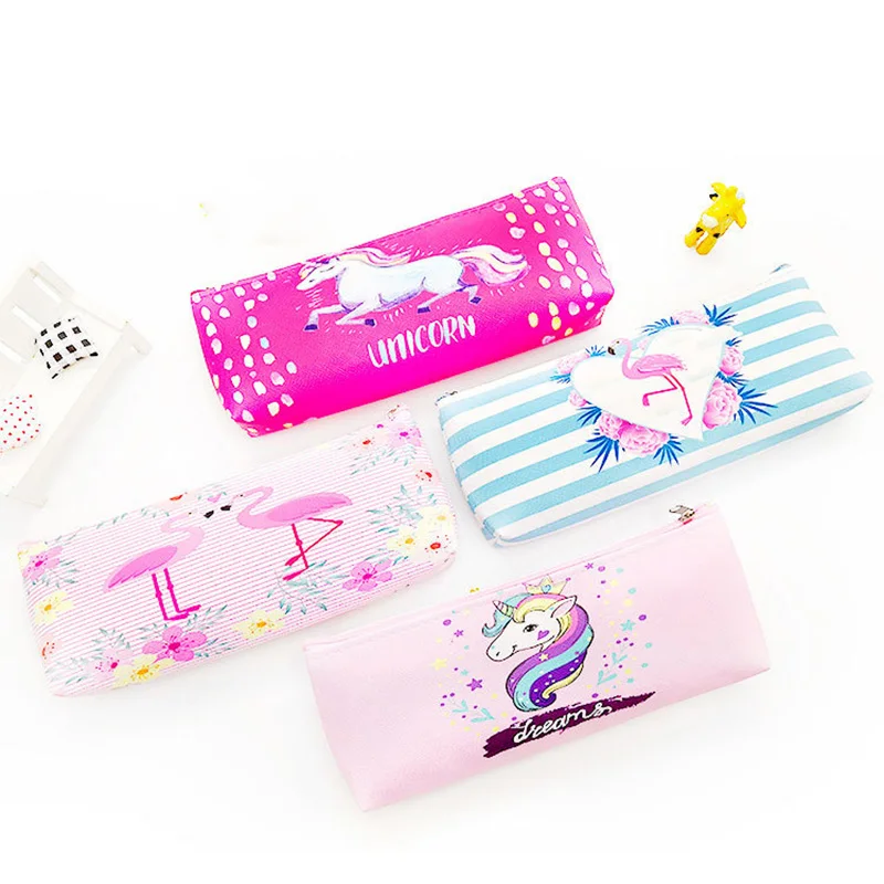 Милый чехол карандаш с единорогом каваи ручка из искусственной кожи Большая