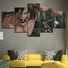 Плакат из аниме атака на Титанов Эрена йера, 5 шт., холст с HD-печатью, Настенная картина Модульная для гостиной, домашний декор