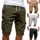Шорты-карго мужские с карманами, зеленые бермуды с клапаном, джоггеры, повседневные рабочие армейские тактические, лето