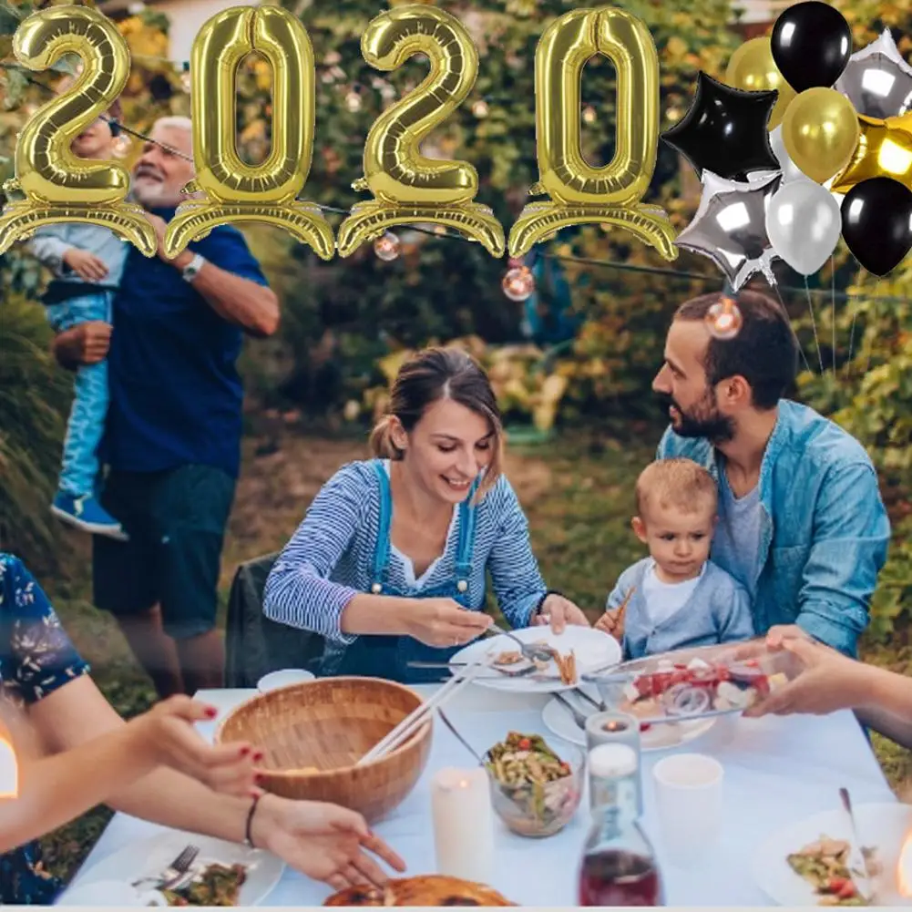 

2020 New Year Balloons Kit Harmless Safe Resuable Balloons Set for KTV Hotel Gatherings New Year's Layout