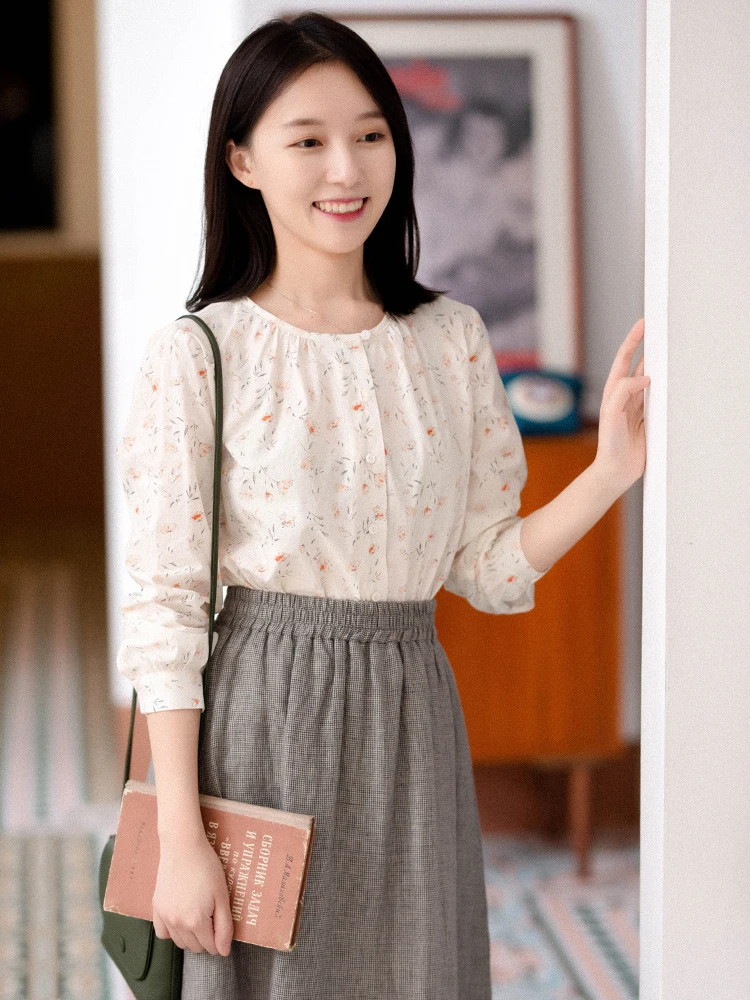 CYNTHIA 2020 новая весенняя женская блузка в китайском стиле с круглым вырезом