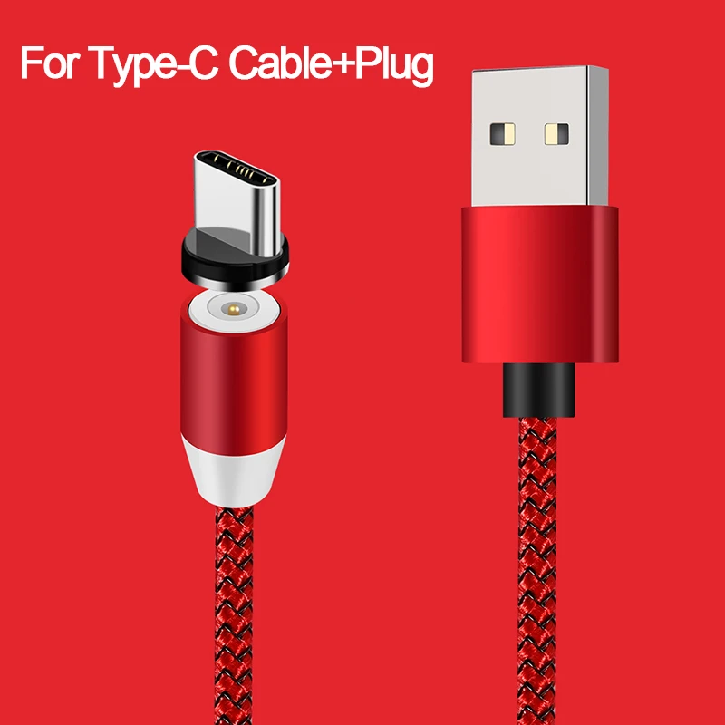 Red For Type C Магнитный кабель зарядное устройство Micro usb type C осветительный кабель 2A Быстрая зарядка USBC/type-C провод для iPhone samsung кабели для мобильных телефонов - Цвет: Red For Type C