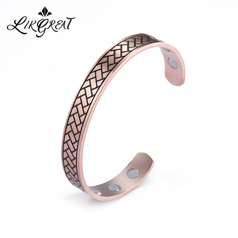 Браслет-манжета унисекс из розового золота с геометрическим узором браслет