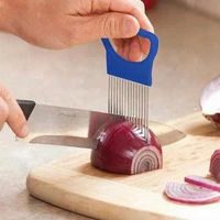 stainless steel vegetable fruit cutter onion slicer holder kitchen gadget tool
