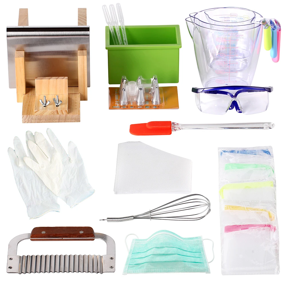 

Full Soap Making Supplies Kit Small Loaf Silicone Mold with Wood Soap Beveler Planer,2 Pieces Stainless Steel cutters DIY Soap