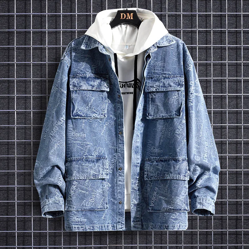

Men's spring jacket harajuku Outerwear Windbreaker baseball varsity Denim jackets Coat clothing