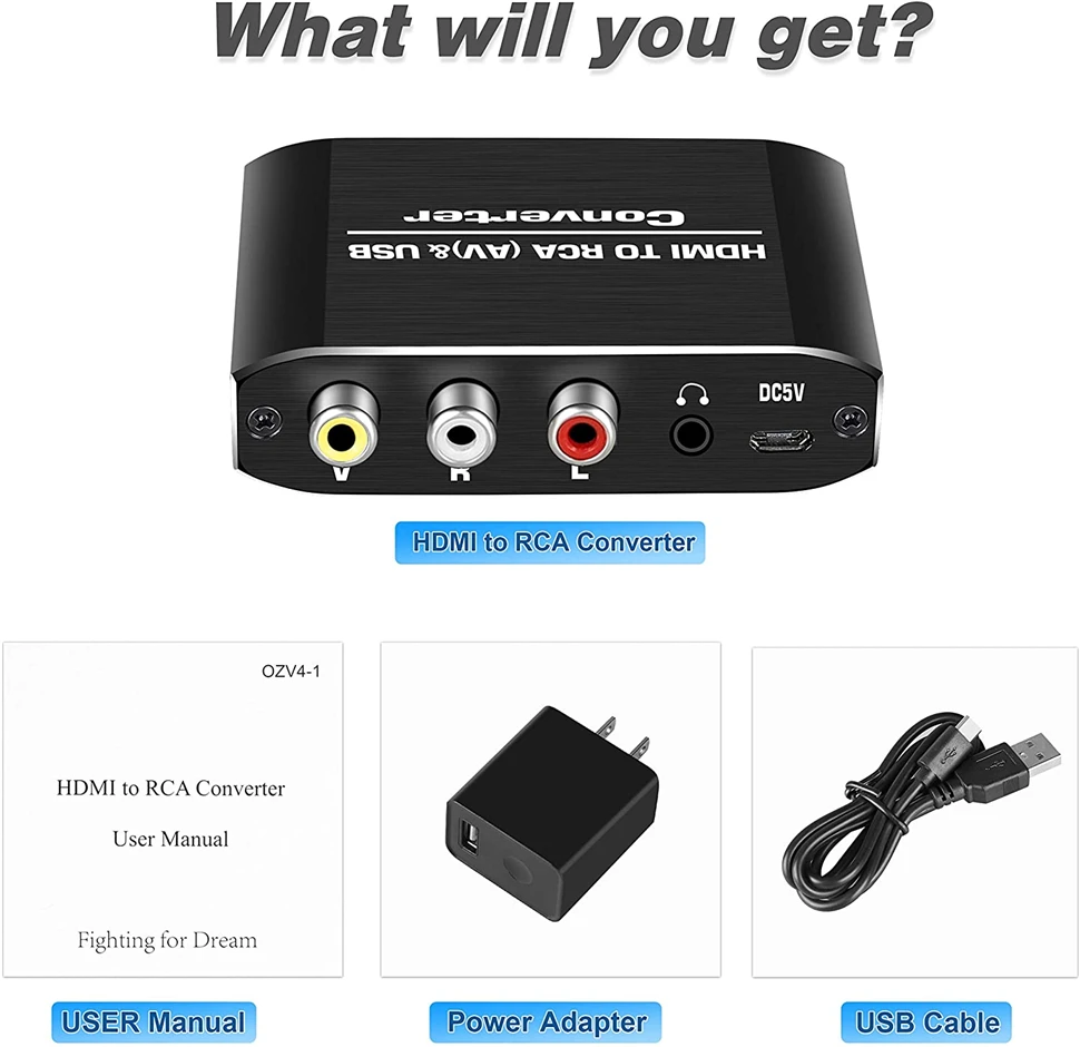 Navceker HDMI совместимый к RCA преобразователю AV/CVSB L/R видеобокс HD 1080P 1920*1080 60 Гц HDMI2AV