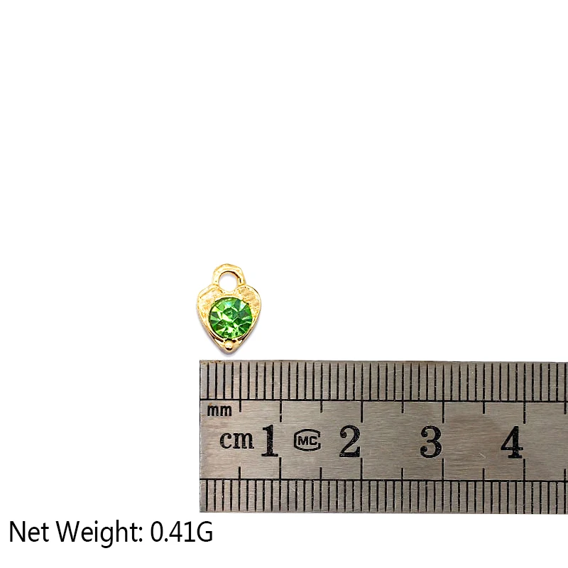 

Gold Color Metal Mini Green Crystal Heart Charms Pendant Trendy Cute Love Pendants For DIY Earrings Jewelry Making Accessories