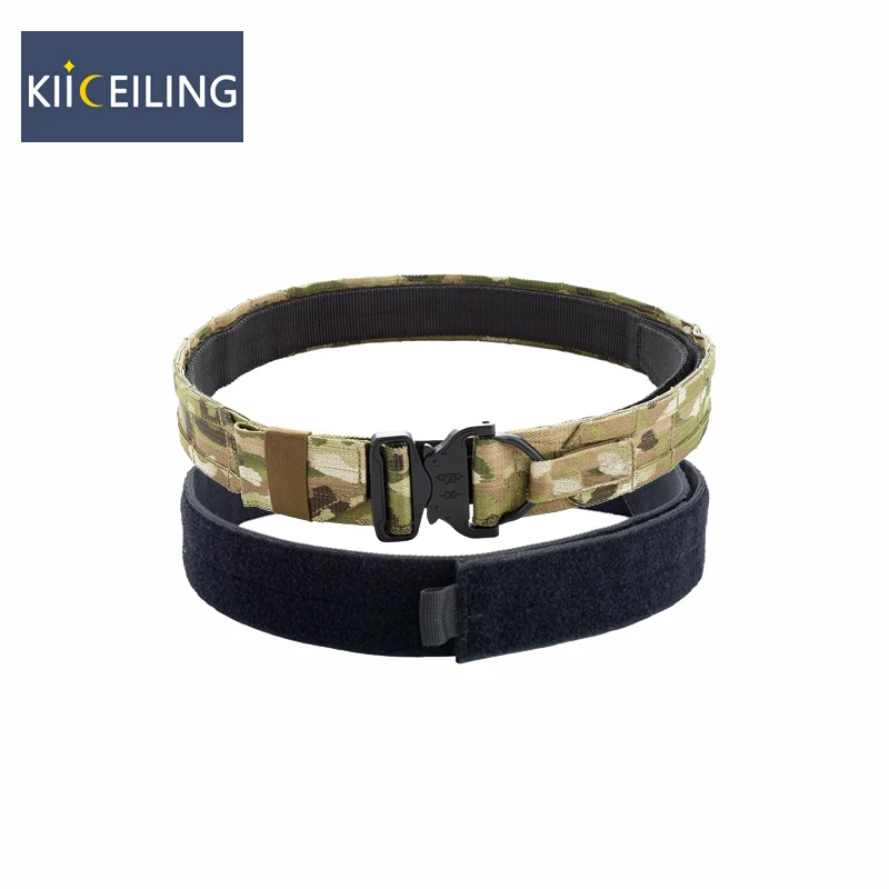 

KIICEILING MC Black Military Tactical Belt MOLLE Mens Quick Release POM Buckle Laser Airsoft Hunting Accessories Waist Gear