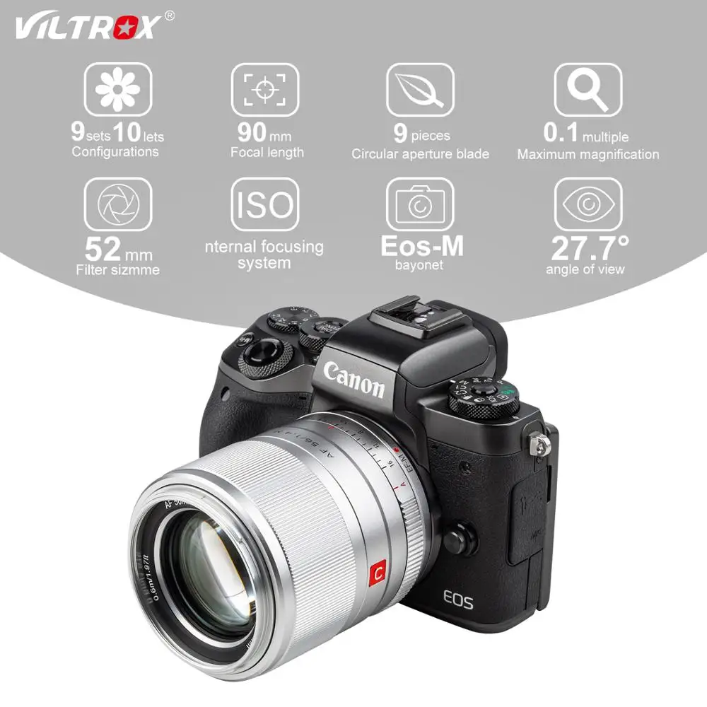 Viltrox 56 мм F1.4 EF M объектив с широкой диафрагмой Автофокус портрет APS C фиксированным