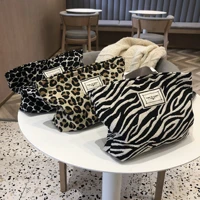 large women leopard cosmetic bag canvas waterproof zipper make up bag travel washing makeup organizer beauty case