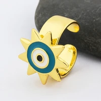 aibef custom personality opening rings gold blue evil eye adjustable rings copper women jewelry for girl decoration best gift