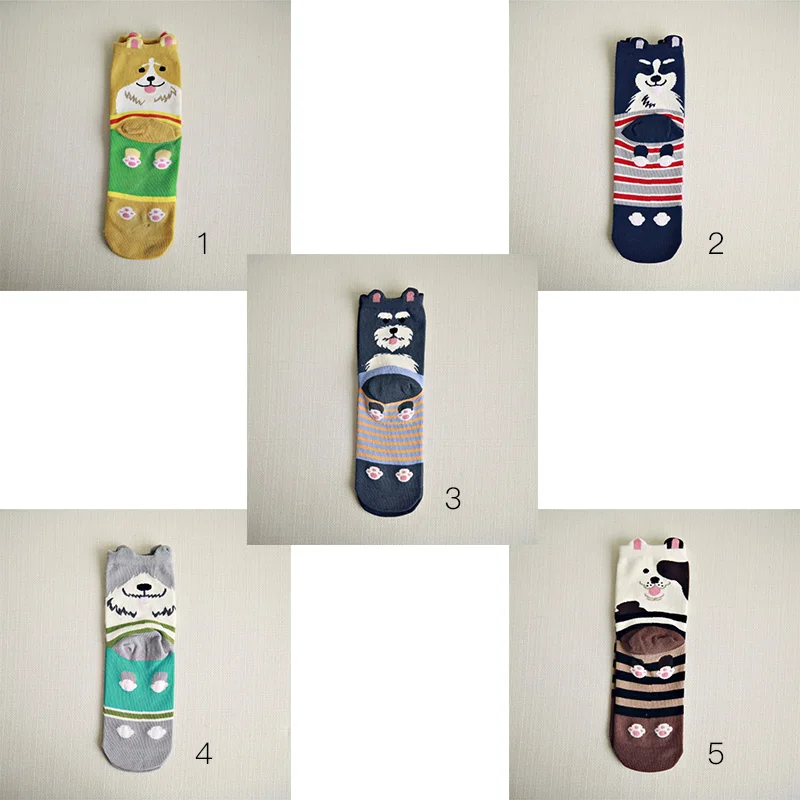 Милые Женские Длинные Носки с рисунком собаки Харадзюку хипстерские носки для