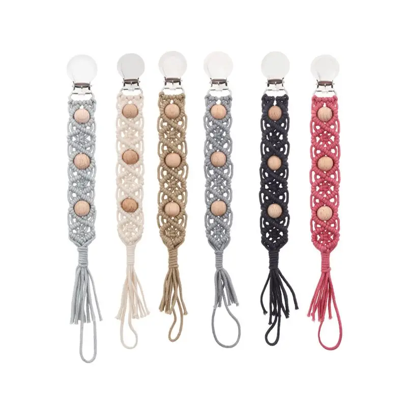

Vintage Braided Baby Cotton Tassel Pacifier Chain for Newborn Teething Soother Chew Toy Dummy Clips