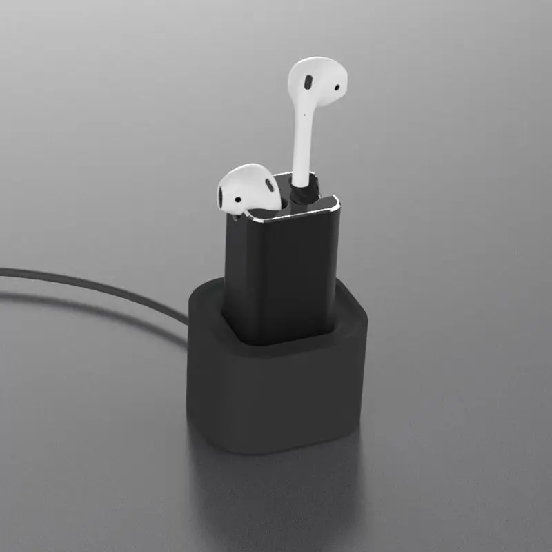Алюминиевые наушники настольная USB Зарядка адаптер док-станция держатель Подставка для Airpods - Цвет: Черный