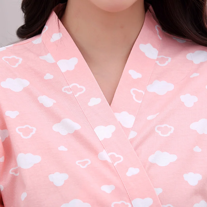 Халат халат женское кимоно 100% хлопок v-образный вырез розовый цвет свободный