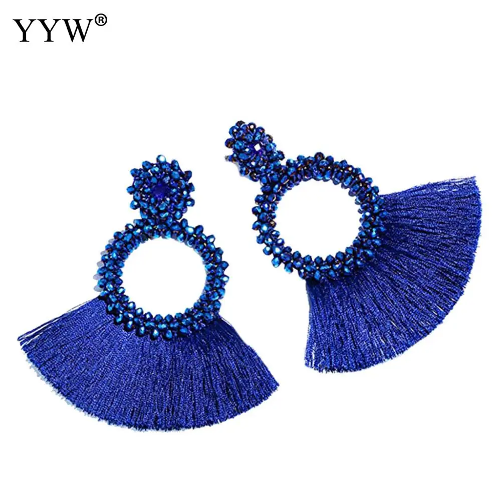 Красочные женские серьги с кисточками Висячие хлопковые нитки рассады ручной