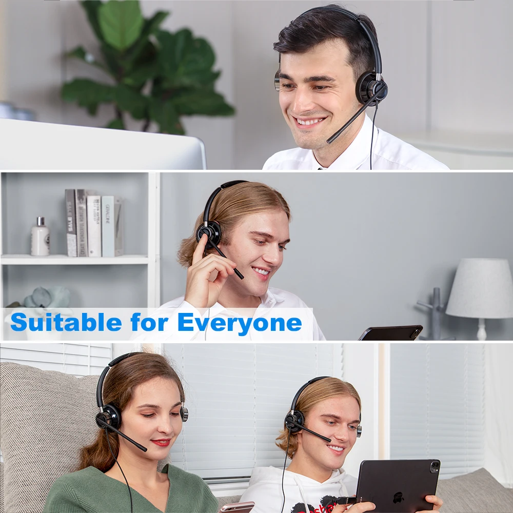 New Bee USB Headset with Rotatable Microphone for PC 3.5mm Business Headphones Mic Mute Noise Cancelling Call Center | Электроника