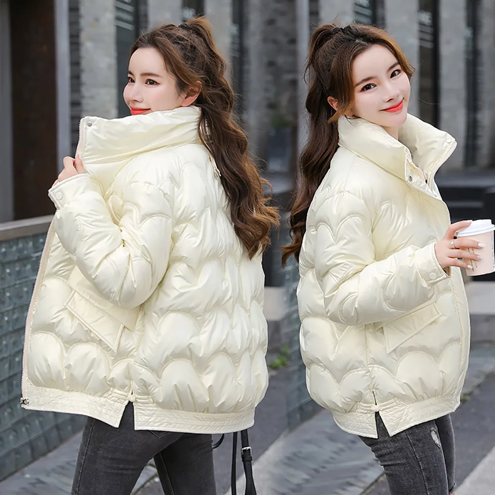 PinkyIsBlack  Winter Women's Jacket 2021 Female Thick Warm Short Parkas Fashion Shiny Coats Women Elegant Cotton Padded Outwear