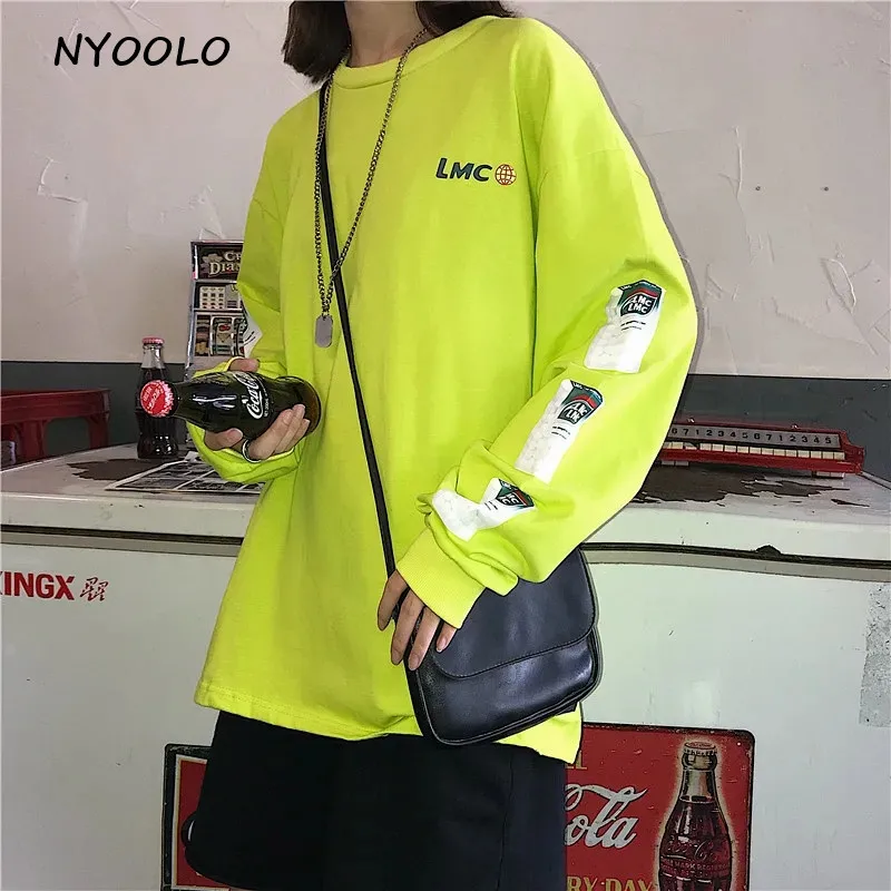 Женский свитер с длинным рукавом NYOOLO флуоресцентный зеленый пуловер в стиле