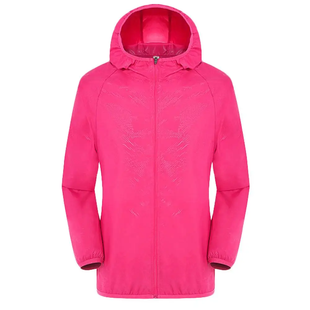 hot pink Мужские и женские повседневные куртки ветрозащитные ультралегкие непромокаемые ветровки Топ для верховой езды Топы солнцезащитные куртки одежда - Цвет: hot pink