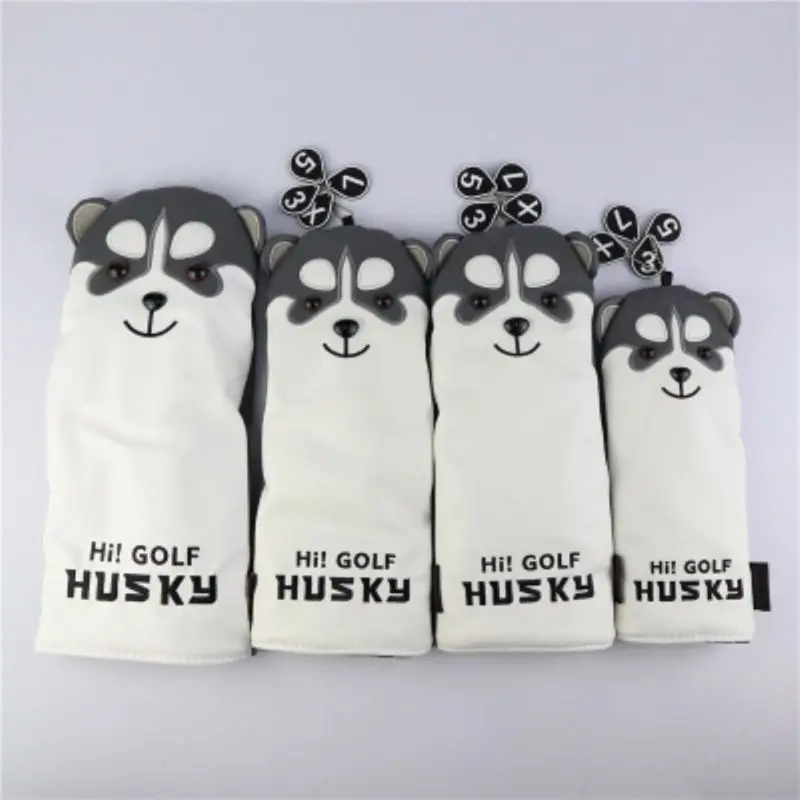 

Golf Club Head Cover Husky Pattern Portable PU Fluffy Lining Putter Golf Headcover Protector Protective Dustproof Case