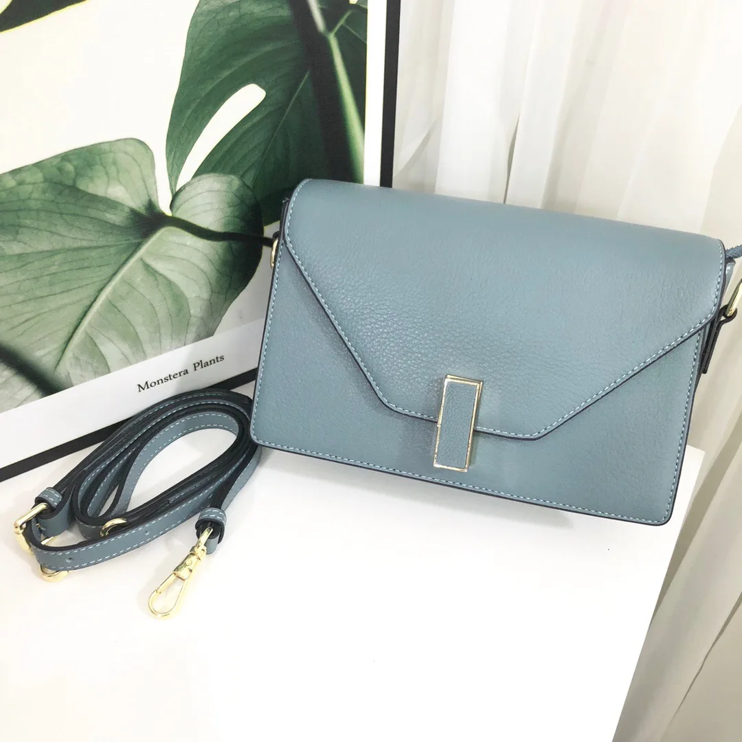 

free shipping 2020 the new style fashion and cover hasp genuine cow leather women one shoulder bag crossbody bag 22cm 5color
