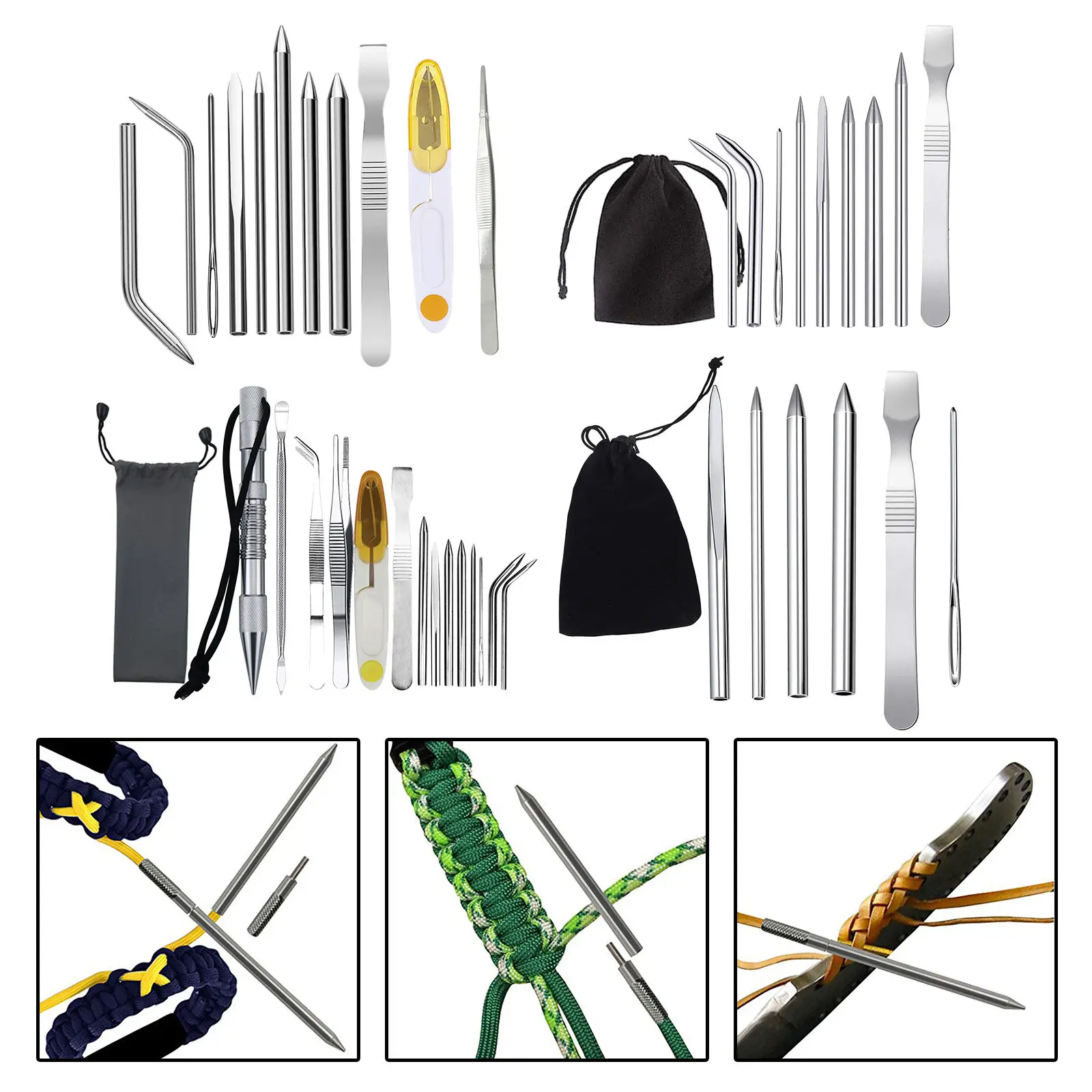 

Paracord Stitching Set Stainless Steel Lacing Needles FID Knotter Tools