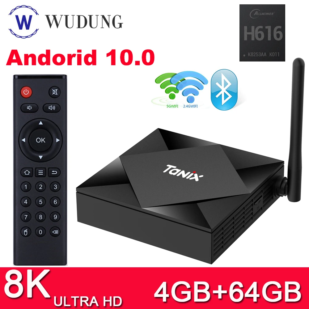 ТВ приставка Tanix TX6S Allwinner H616 Android 10 0 2 4 и 5 8 ГГц Wi Fi Bluetooth + 64 ГБ|ТВ-приставки