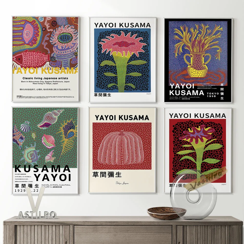 

Yayoi Kusama Art Print Poster Abstract Flower Illustration Wall Art Vintage Canvas Painting Gift Exhibition Museum Wall Picture