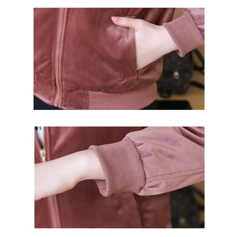 

High Quality Fashion Korean outwear Women Jacket Gold Velvet Short coat slim Jacket Baseball Uniform Jacket
