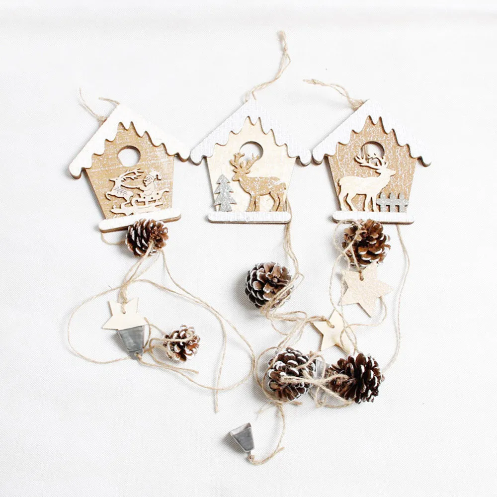 Деревянные Подвески в виде рождественского оленя украшения для рождественской