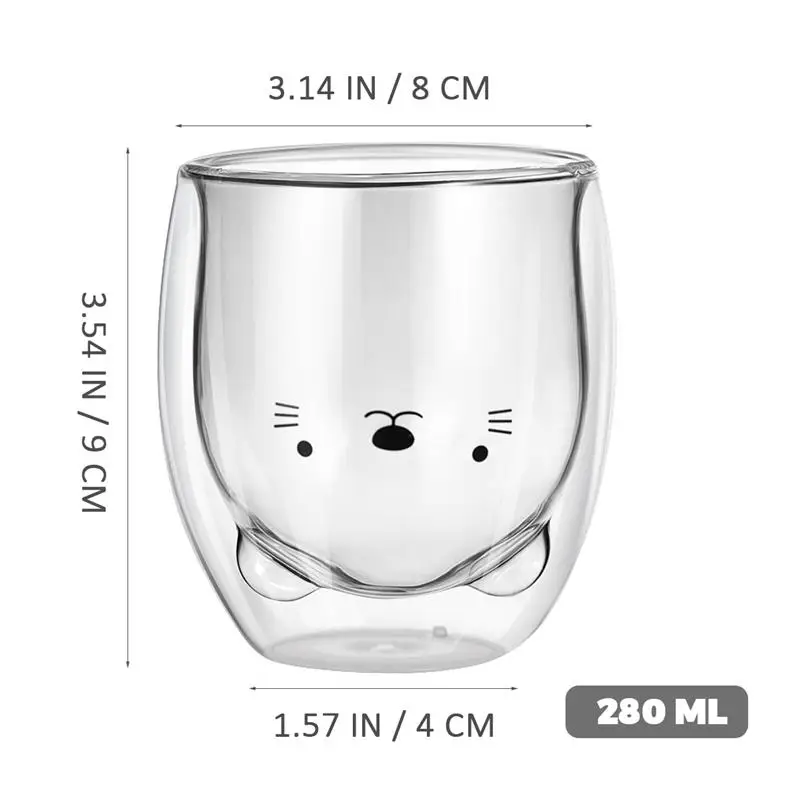 TINKSKY 280 мл кружка с милым котом для молока и кофе двухслойная стеклянная коровьим