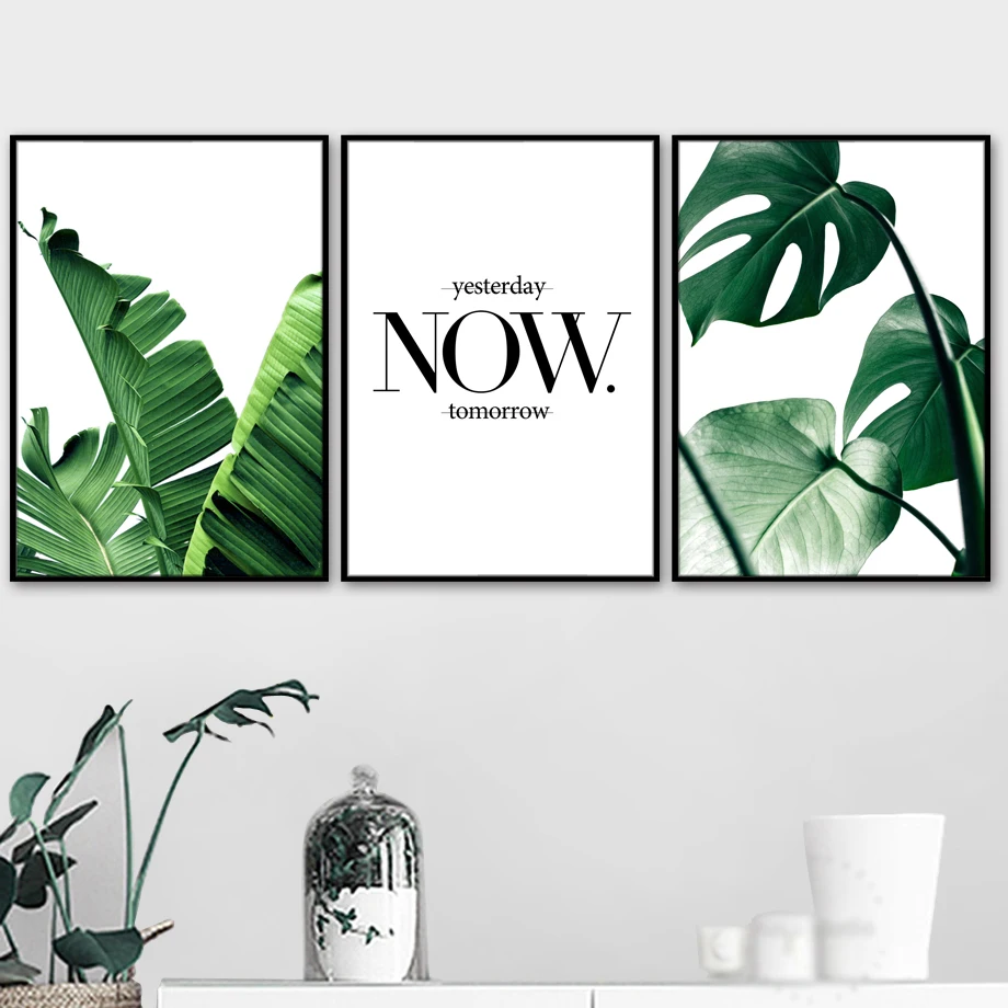 

Banana Leaf Peony Quotes Wall Art Canvas Painting Print Nordic Posters And Prints Plant Art Wall Pictures For Living Room Decor