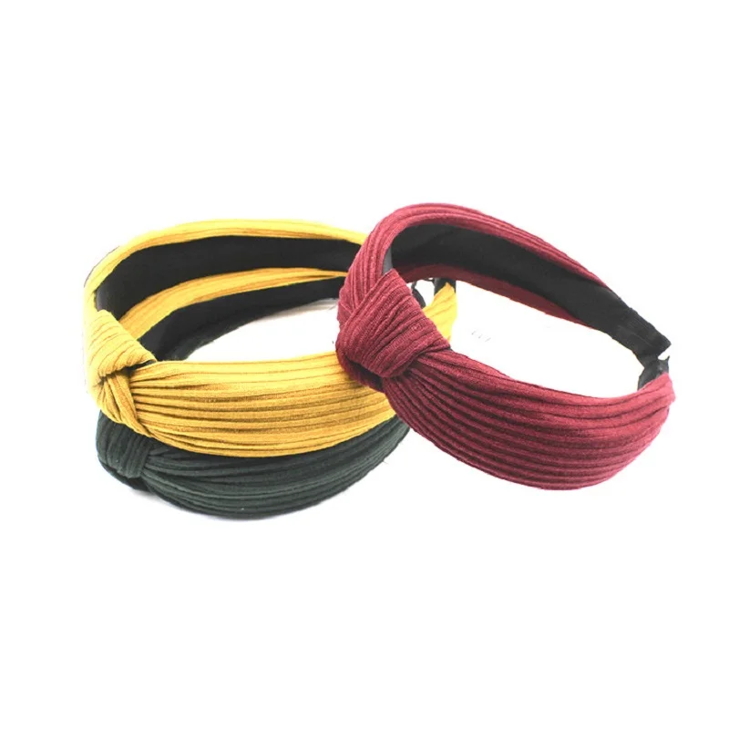 Простой стильный топ-узел тюрбан ретро эластичная повязка на голову для волос аксессуары ободок для женщин девочек Печать головного убора.