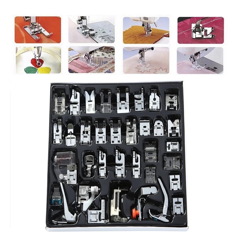 35Pcs Mini Sewing Machine Presser Foot Feet For Brother Singer Janome Braiding Blind Stitch Darning Set Accessories | Дом и сад