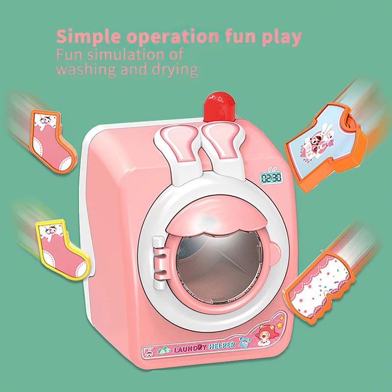 

Children's Washing Machine Toy Set Drum Can Rotate Kinetic Energy With Water Girls Toys