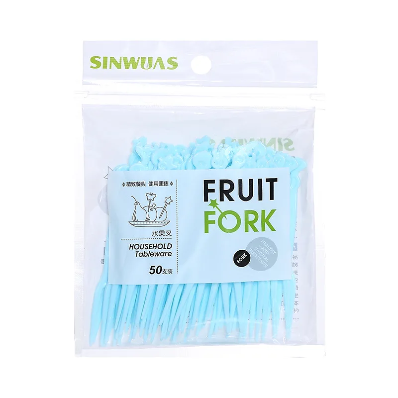 

50 Pack Water Fruit Fork Set Cake Fork One-time Household Plastic Cute Creative Dessert Fruit Sign Insert