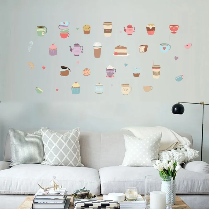 Ins стиль красочные кексы хлеб наклейки на стену мультфильм хлебобулочные