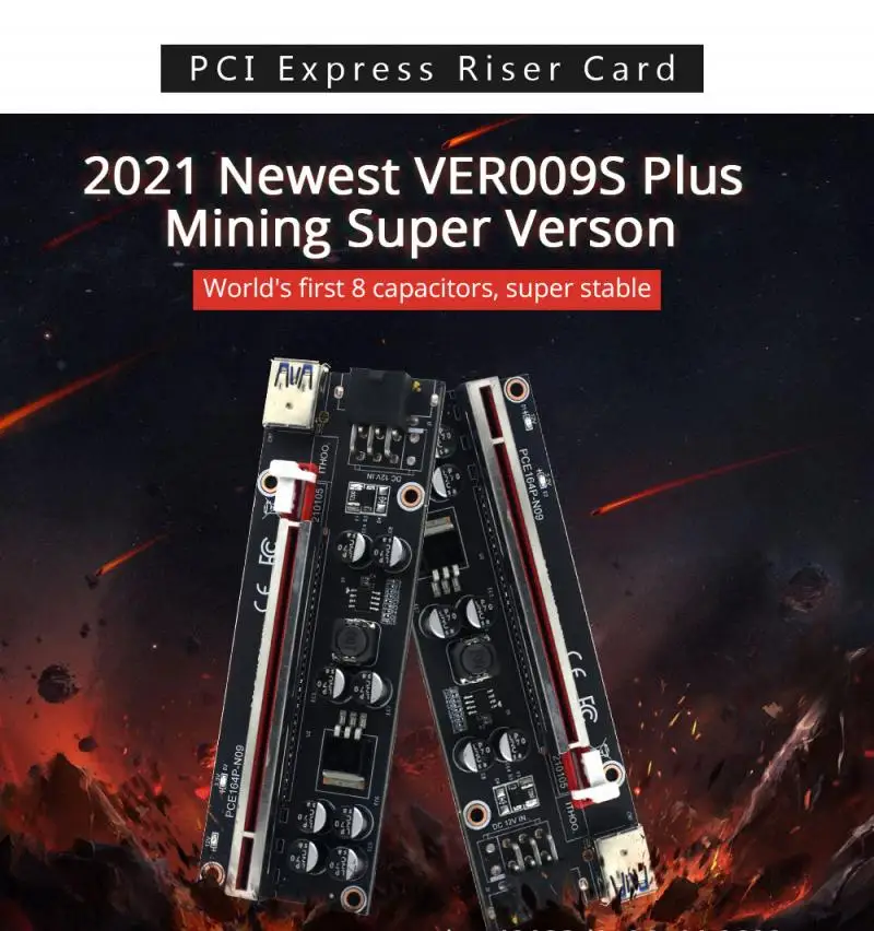 3/6 шт. Райзер-карта VER009S Plus PCI-E 009S PCIE X1 до X16 6 контактов 30 см 60 100 кабель USB 3 0 для