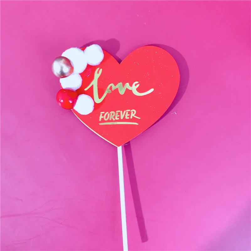 Топпер для свадебного торта Forever Love плюшевый на День святого Валентина бумажный
