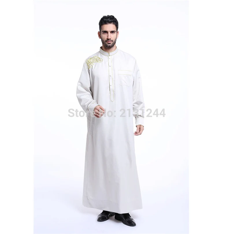 Модная мусульманская одежда мужские халаты с длинным рукавом вышитый рисунок