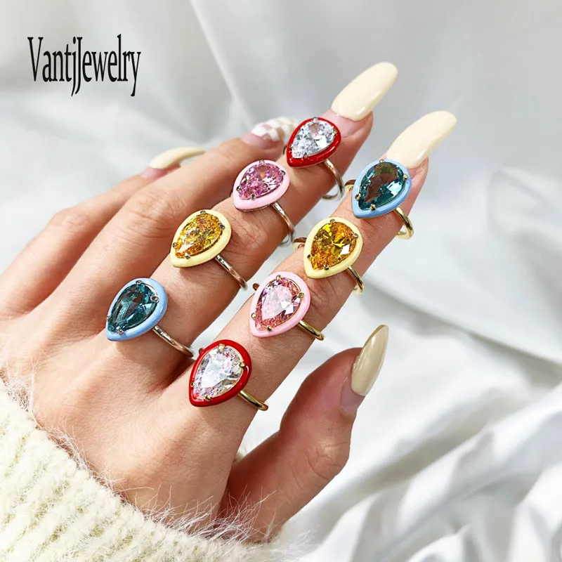 

Real 925 Silver Rings Sterling Citrine Moissanite Topaz Pink Quartz Created Gemstone 8*12mm Women Wedding Party Christmas Gift