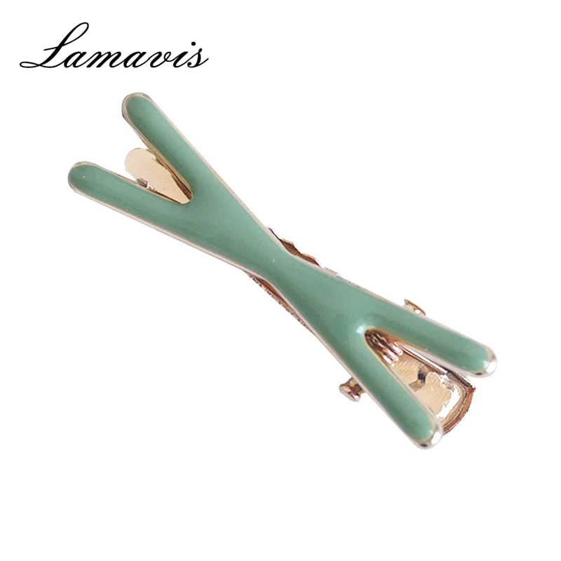 

South Korea Ins New Drip X Shape Side Clip Small Fresh Pure Color Metal Cross Hairpin Wild Temperament Simple Letter Duckbill Cl