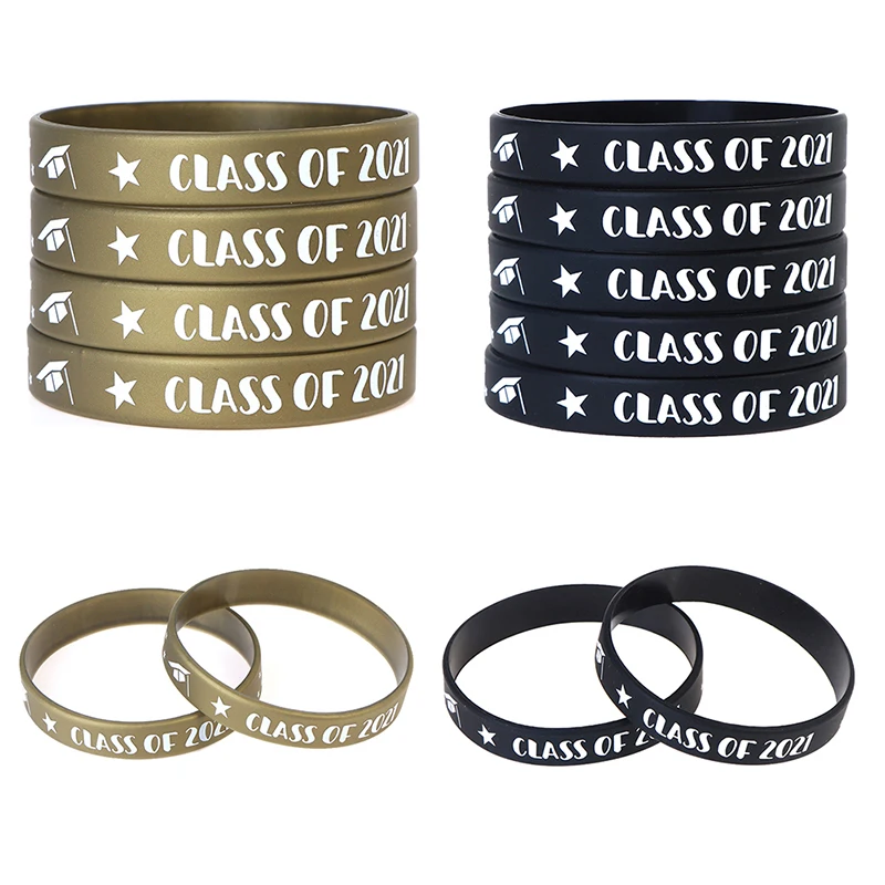 

50pcs Class Of 2021 Wristbands Graduation Rubber Bracelets High School Party Supplies Gift