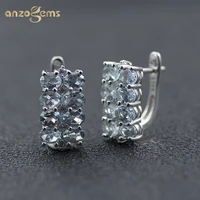 anzogems 3 5ct natural aquamarine earrings 925 sterling silver blue gemstone fine jewelry for women girl clasp stud earring 2020