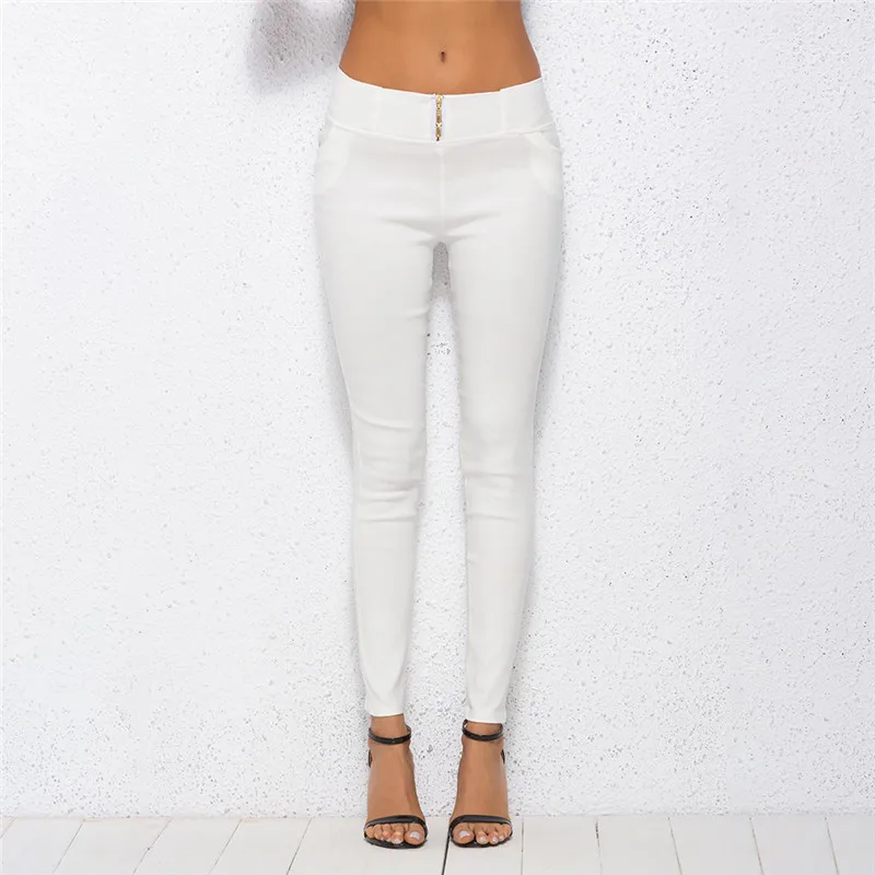 Однотонные белые осенние женские брюки Новое поступление эластичные